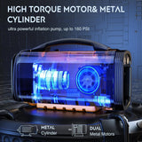 Tire Inflator Air Compressor AC/DC Dual Power 160PSI Rechargeable Battery