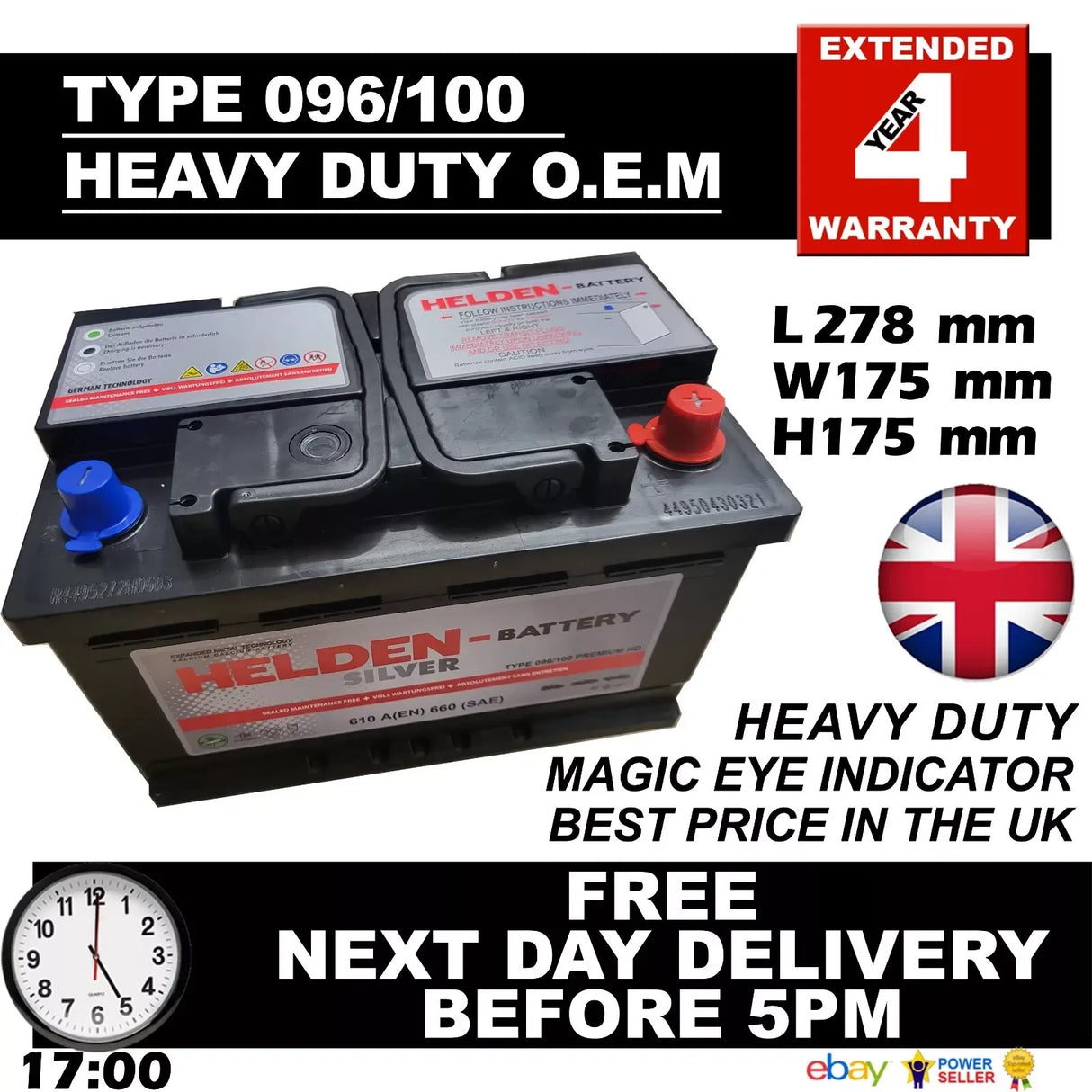 VAUXHALL INSIGNIA PETROL & DIESEL CAR BATTERY 096 100 12V HEAVY DUTY SEALED O.E.