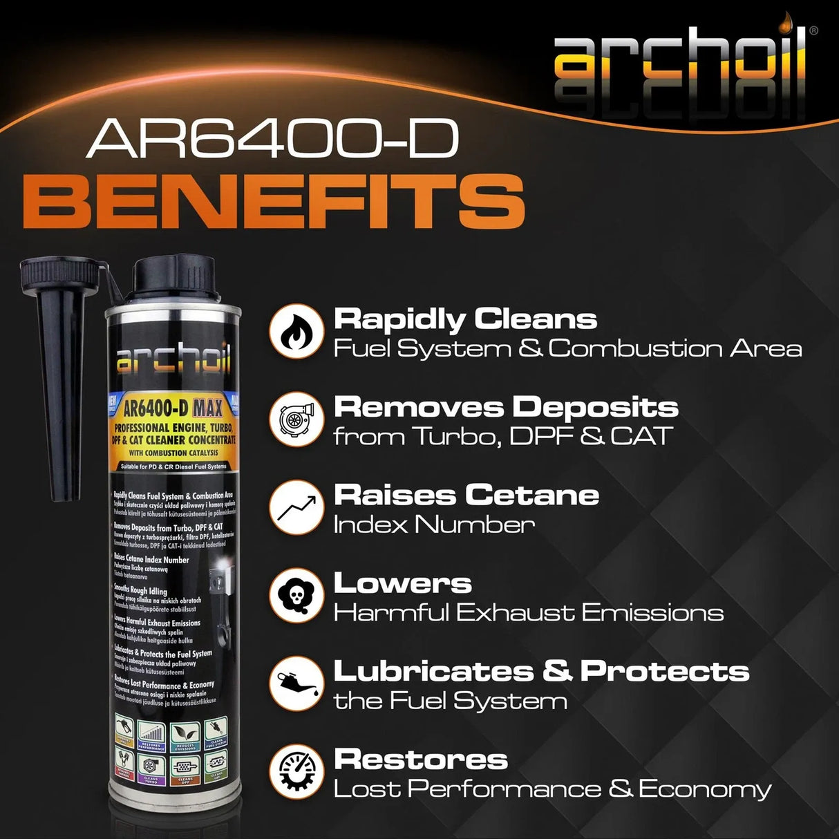Archoil AR6400-D Complete Diesel Cleaner, Turbo & DPF Cleaning 400ml Concentrate