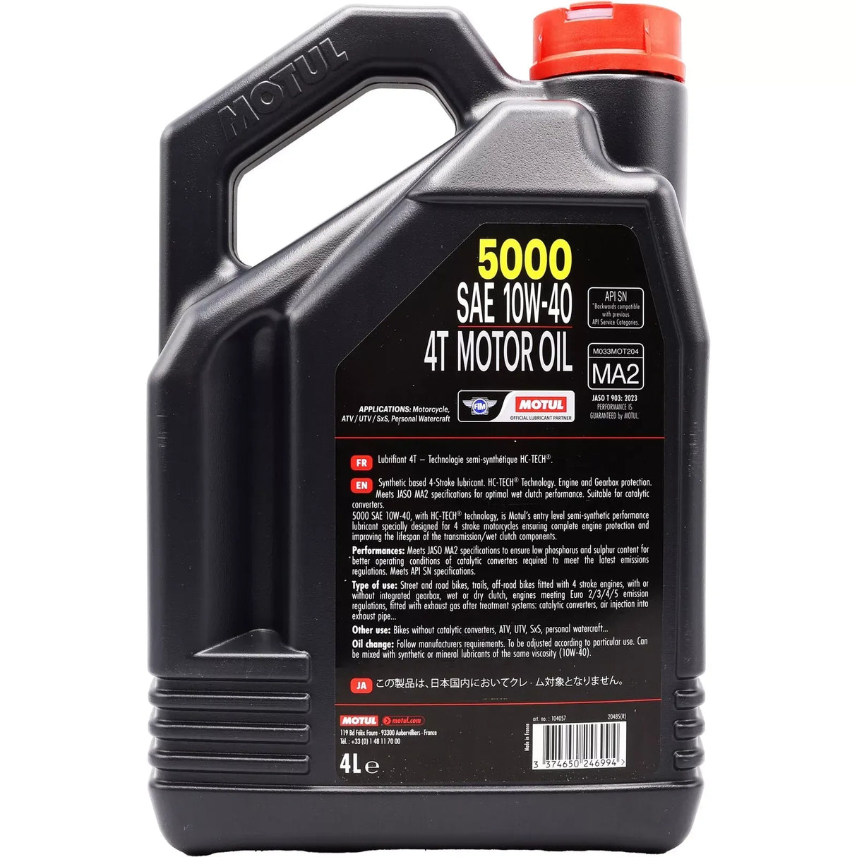 Motul 5000 4T 10w-40 10w40 Motorcycle Engine Oil 5 Litres 5L 4L + 1L - MA2